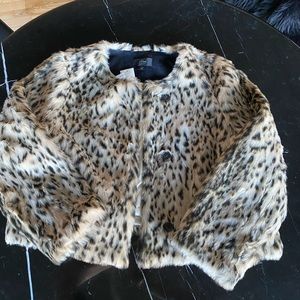 New w/ tags JCrew cropped faux fur jacket Sz XXL